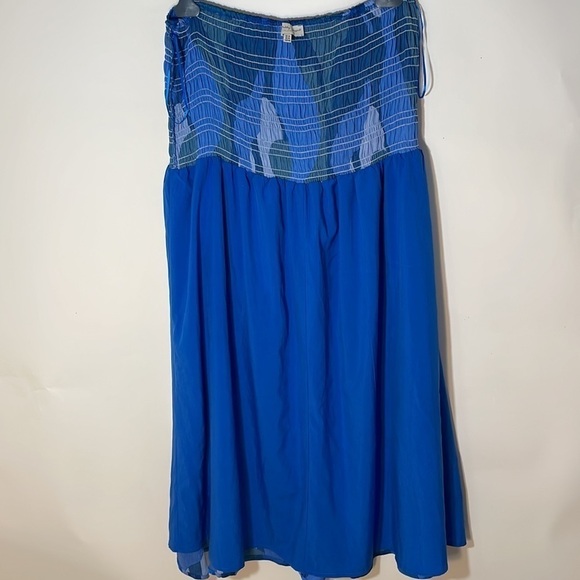 Asos Curve Never Fully Dressed shirred blue skirt abstract print swirl 14US - Picture 10 of 12